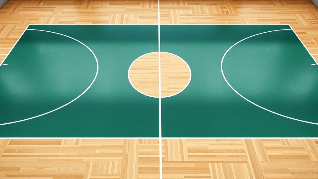 농구 코트 내 센터라인과 페인트 영역 등 주요 구역 표시