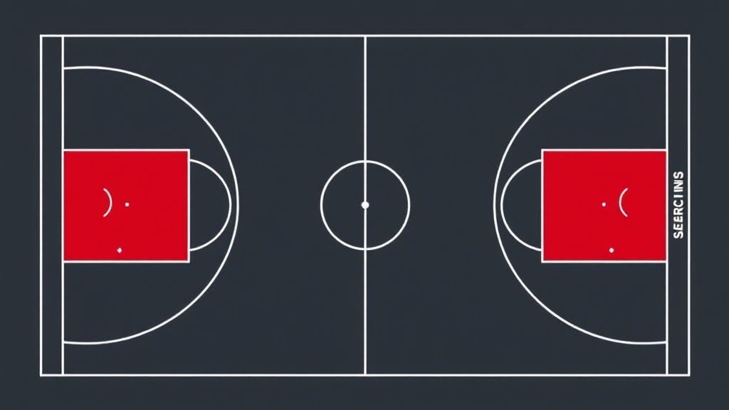 농구 코트에서 3점 슛이 인정되는 구역의 범위 표시